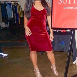 Red Velvet Midi Dress